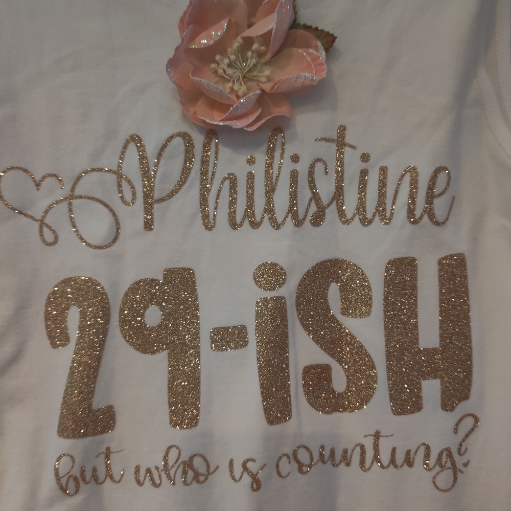 Ladies "Custom Made" Glittery "Birthday Babe" tank top size S/M